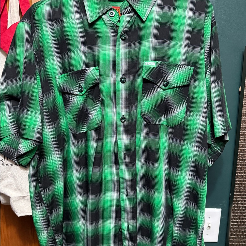 DIXXON Green and Black Checkered Men's Shirt